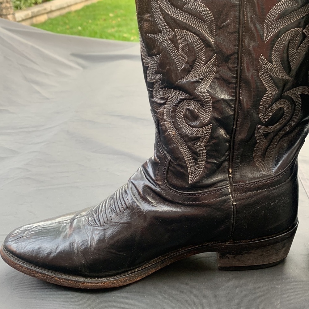 DAN POST Men’s Western Cowboy  Black Leather Boots size 10.5 - Picture 7 of 15